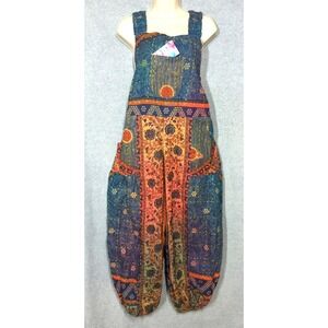 New FUNKY THREADS Overalls Jumpsuit M Wide Balloon Legs Festival Boho Peasant